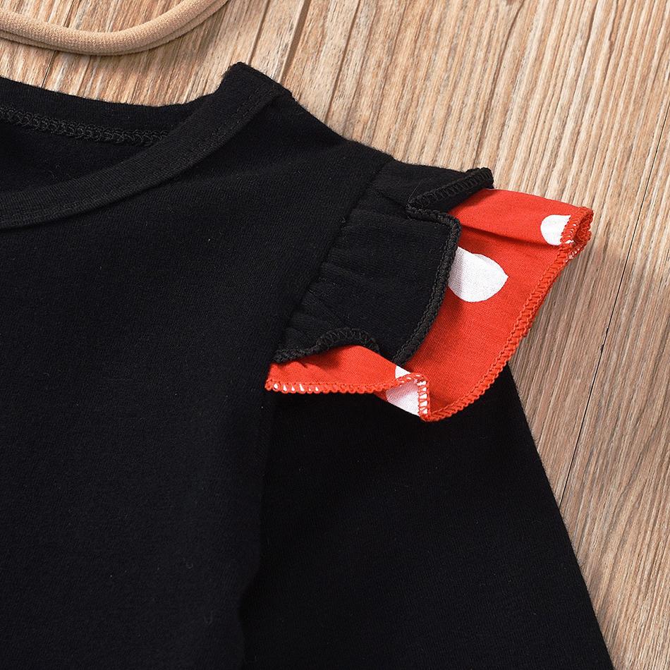 Girl Dress with Headband Baby Clothing Set Kid Dots Cosplay Tops and Skirt Children Black Red Outfit Minnie Bowknot Costume