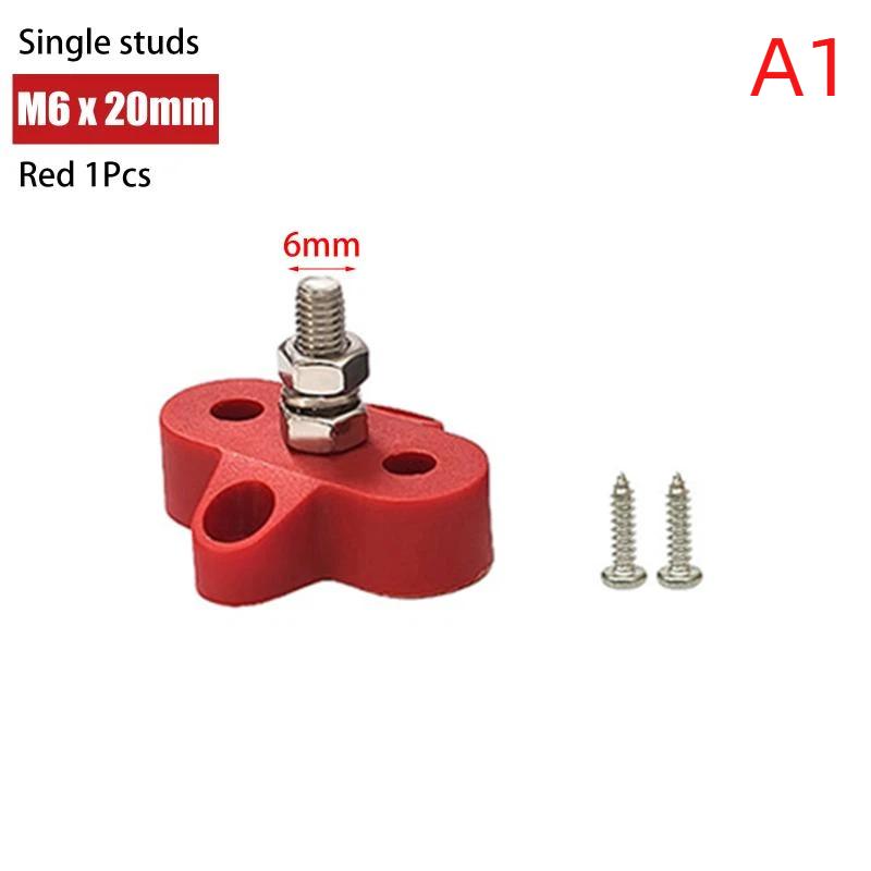 Single/Dual Terminal Block Stud 12-48V Bus Bar Power Terminal Block Positive Negative Fixed Wiring Bolts For Truck Rv Boat