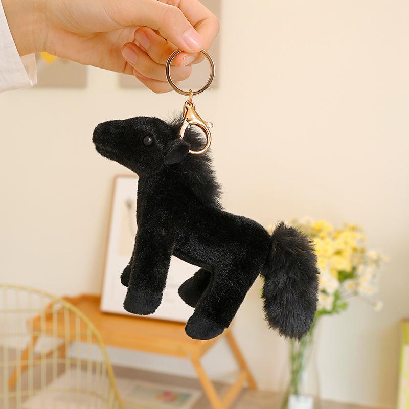 4 Kinds Colors Cute Pony Pendants Plush Toys Soft Stuffed Lifelike Stangding Pose Little Horse Toys Funny Keychain Bags Decor