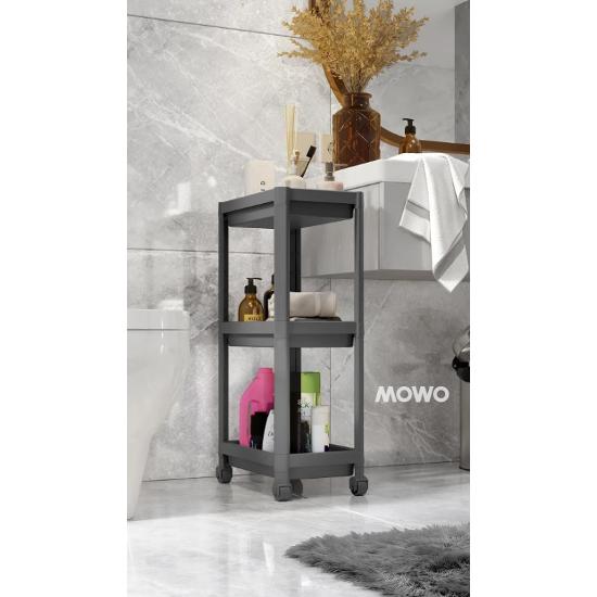 3 Tiers Organizer Shelf with Wheels Gray, Bathroom Cabinet, Kitchen Shelf, Organizer, Organizer Shelf