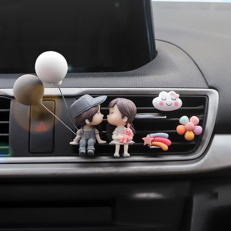 Car Air Outlet Clip Decoration Air Freshener Cute Cartoon Couples Action Figure Balloon Ornament Gift Auto Interior Accessories