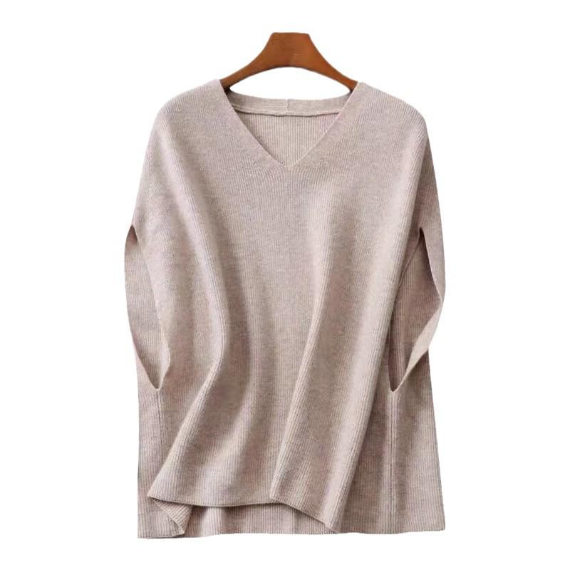 Autumn/Winter 2026 Red V-Neck Batwing Sleeve Sweater