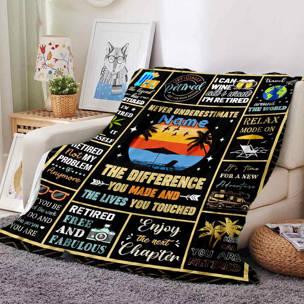 Retirement Celebration Embrace Freedom And Adventure Throw Blanket Text Warmthful Decor For Sofa Couch Office Bed Picnics Four Seasons Universal
