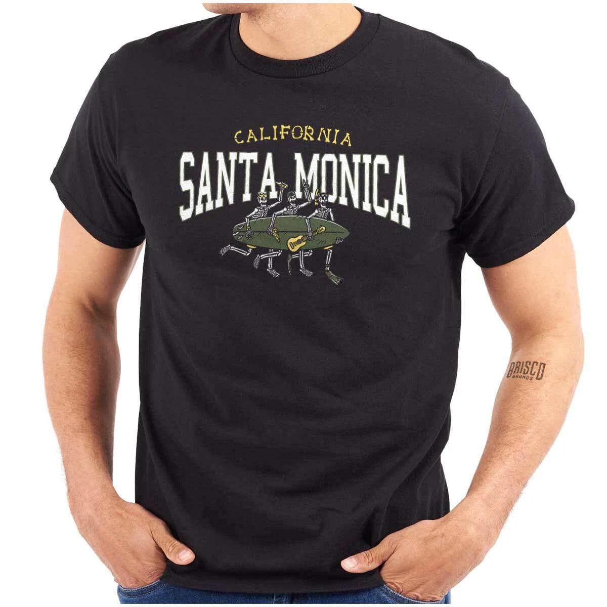 Santa Monica California Surfing Skeletons Womens or Mens Crewneck T Shirt Tee XL