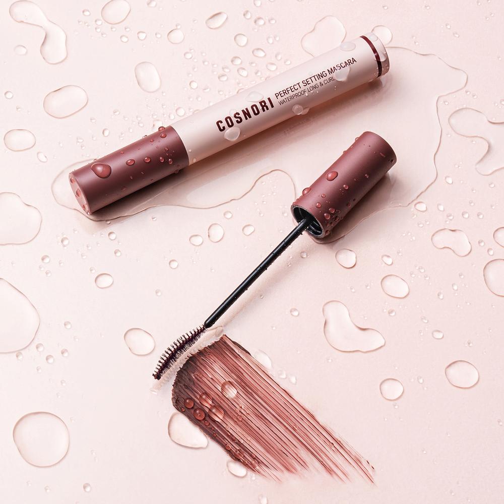 Cosnori Mascara Waterproof Fissaggio Perfetto Lunghezza & Arricciatura (7ml) – 4 Colori: Marrone Accogliente / Marrone Rosato / Cenere Profondo / Blu Reale, Coreano