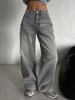 Fashion Vintage Denim Jeans Women Spring New Style Draped Straight Leg Loose High Waist Wide Leg Casual Pants