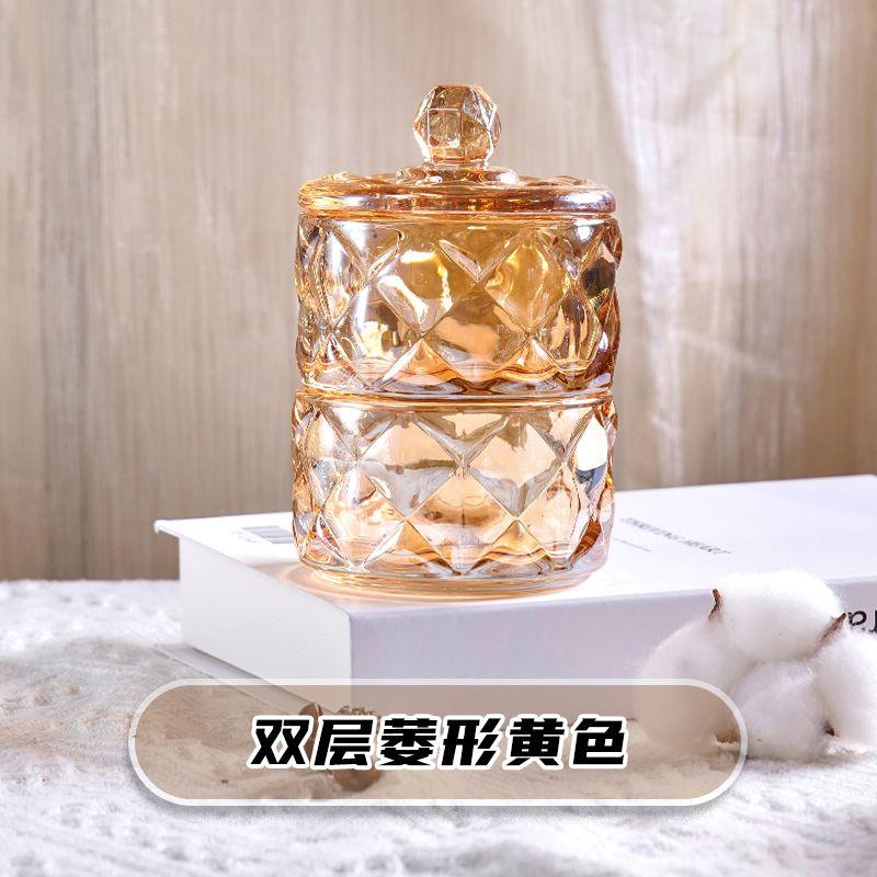 European Creative Luxury Crystal Glass Candy Jar with Lid Dried Fruit Jar Jewelry Storage Box Home Decoration Storage Jar
