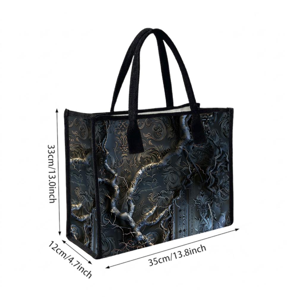 Elegant Dark Pattern Tote Bag Classic Daily Use Shoulder Bag for Commute