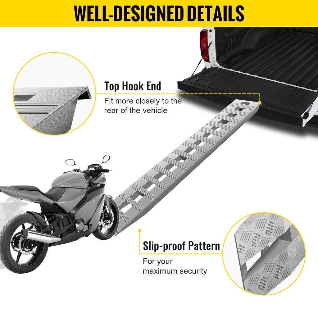 84"x14" Aluminum Loading Ramps 6000Lbs Car Trailer Truck Hook End 1 Pair