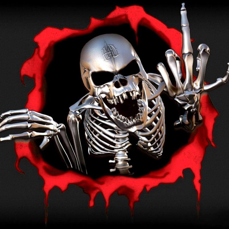 Personalized Skull Middle Finger Car Decoration Decal Waterproof Car Sticker Suitable for All Kinds of for Cars 15x14cm