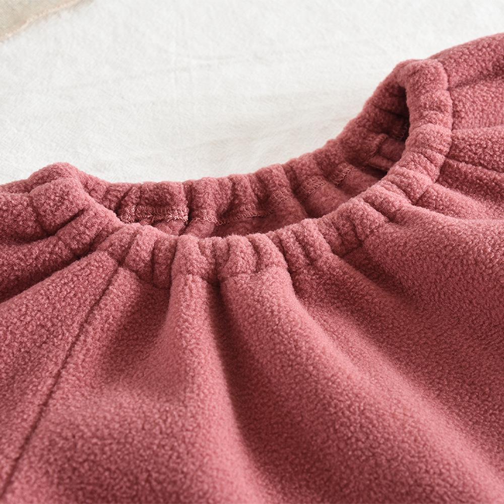 Winter Baby Girls' Cute Lace Lantern Sleeve Fleece Top & Long Pants Korean Style Two-Piece Set