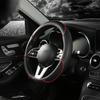 All Seasons Leather Diamond Steering Wheel Cover Universal Fit for 14 .5-15 Inch Durable Leather Cover Anti-Slip Veins Design