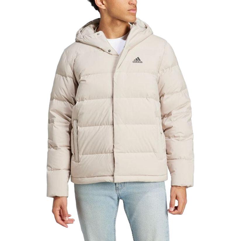 Adidas Solid Color Hooded Long Sleeve Down Jacket With Side Zipper Men Jackets Off-White HY3934