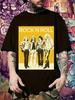 Rock 'n' Roll Graphic T-shirt - Bold ROCK N ROLL Band Print Tee In Black & Yellow
