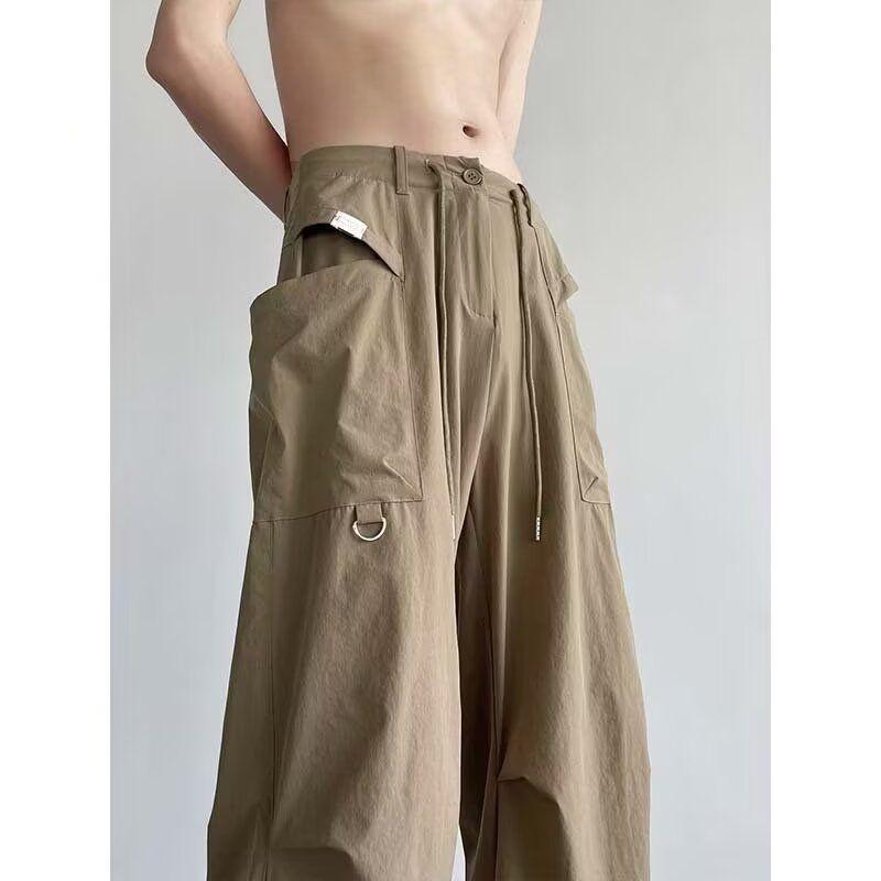 

American Retro High Street Workwear Pants Men Straight Wide Leg Casual Pants Fashion Long Pants L чорний