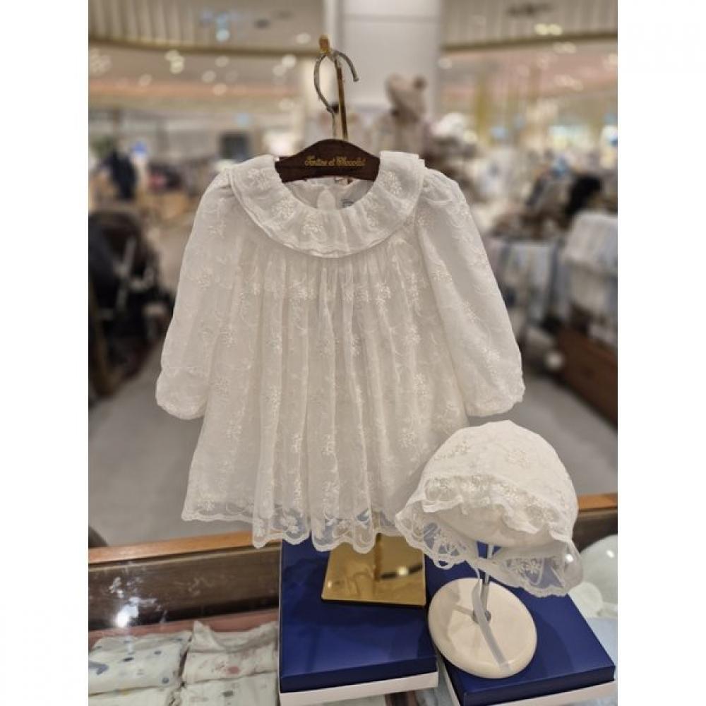 

Chocola Lilynue Onepiece Bonnet Set ttomoe011Set Ivory/80