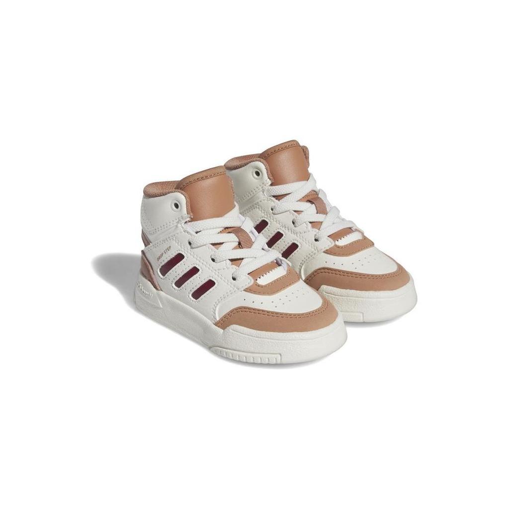 Adidas Drop Step EL J Durable Mid-Top Walking Shoes Baby Shoes White Brown IG1482