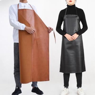 Men's Waterproof & Oil-Proof Leather Apron - Durable, Wear-Resistant, Long-Style for Cooking & Household Tasks