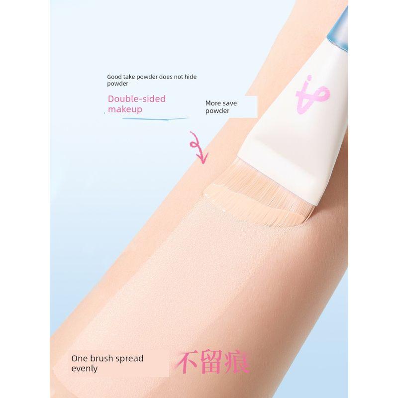 AMORTALS Fishtail Thin Arc Word Powder Foundation Brush plus Palette Flathead Blade Seamless Liquid Foundation Cosmetic Brush