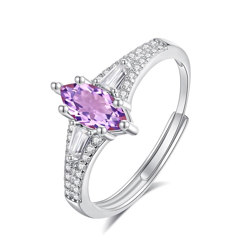 

S925 sterling silver ring women s inlaid natural colored treasure open ring daily women s jewelry gifts opening adjustable