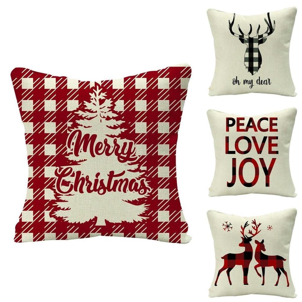 Festive Christmas Cushion Cover Featuring Adorable Reindeer And Snowflakes Design