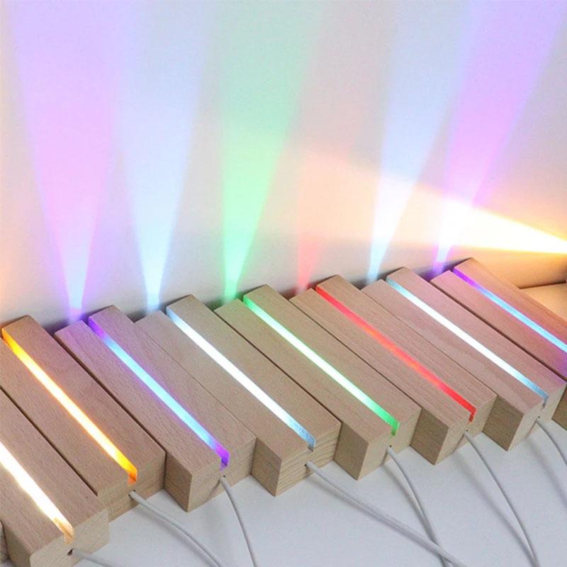 Creative Rectangular Night Light Base Indoor Decor Atmosphere Lamp Craft 3D Acrylic LED Base Suitable Holiday Gift USB Powered