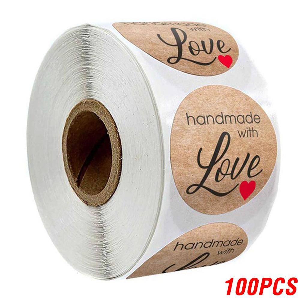 100 à 500 autocollants vintage en papier kraft pour scrapbooking, cadeaux et papeterie. Étiquettes autocollantes faites main avec amour. Merci pour vos autocollants !