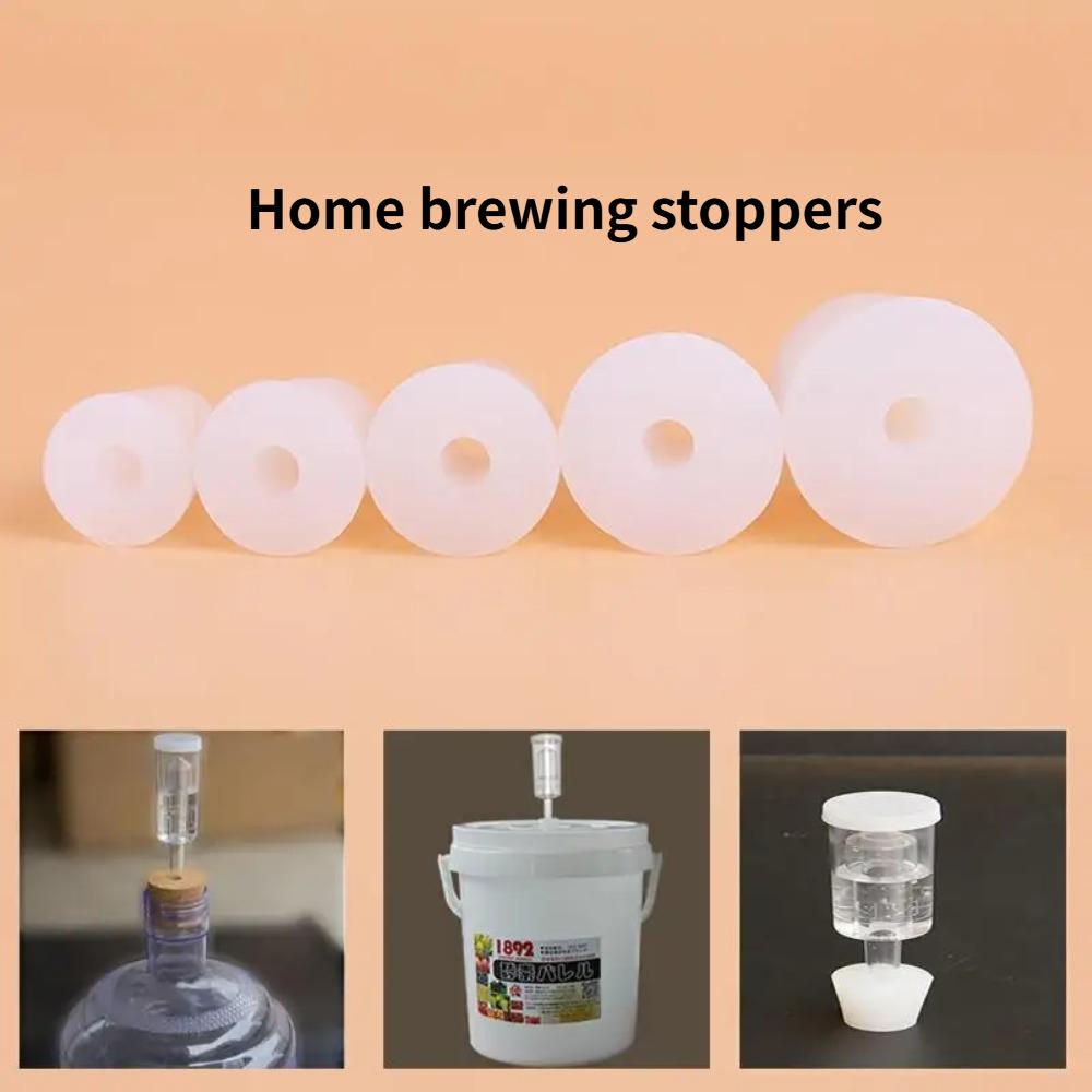 1PCS Home Brew Wine Stoppers Silicone Plug with 8mm Hole for Airlock Valve Bubbler Fermentation Exhaust Valve Silicone Rubber Plug