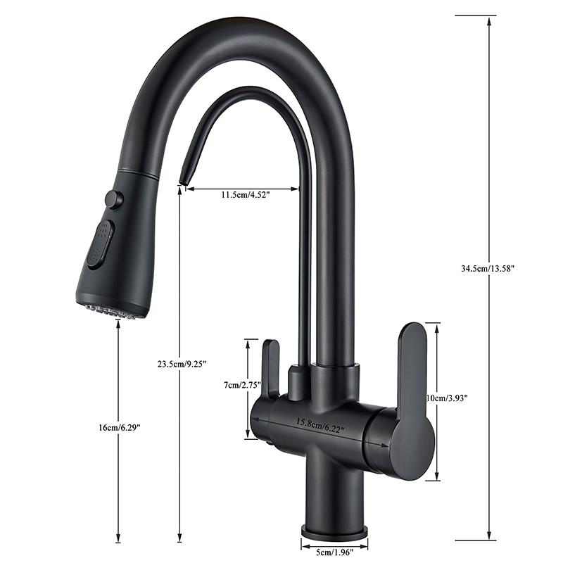ALENARTWATER Kitchen Pure Water Sink Faucet , 360 Rotation Filter Tap , Outlet Spout Pull Out Mixer Taps , Torneira