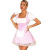 Women's French Maid Apron Cosplay Costume Lace Ruffle Tulle Plaid Fancy Dress