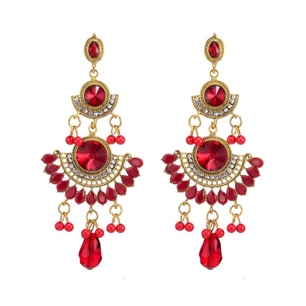 Retro Tassel Earrings Rhinestone Ear Drop Jewelry Ethnic Bride Accessories