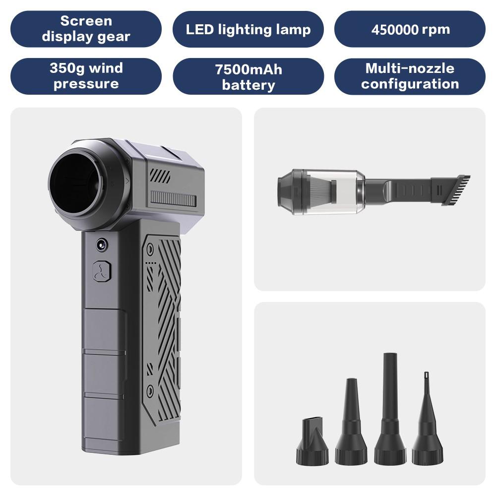 G3 Powerful Compressed Air Duster with LED Light Tuyeres Electric Compressed 450000RPM Turbo Jet Blower Wind Speed for Car