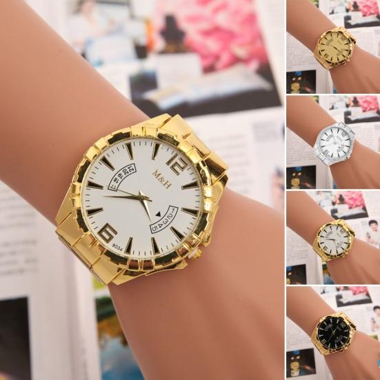 

Часы со стальным ремнем, модные мужские деловые золотые часы с большой пластиной, золотые антикоррозийные часы из нержавеющей стали, мужские аксессуары