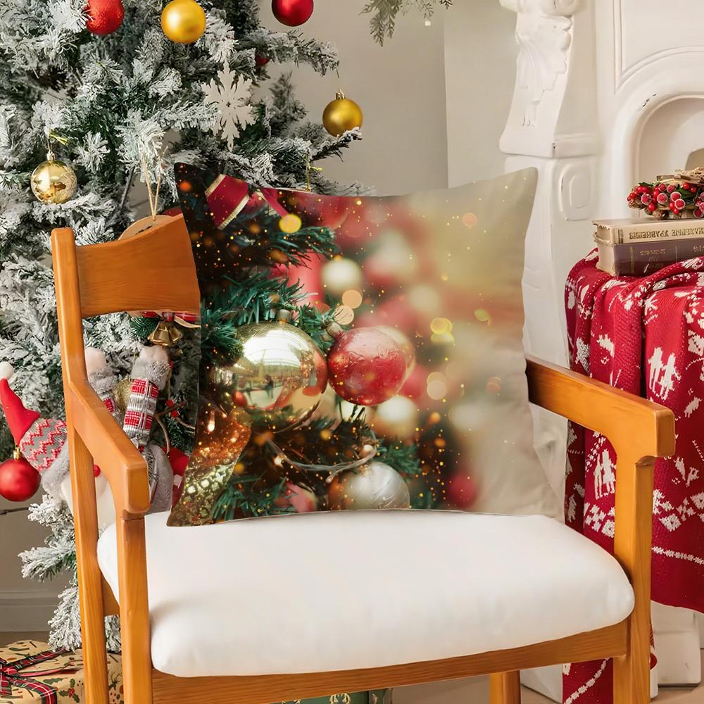 

Красивые Рождественские Световые Украшения Наволочка для Подушки-Картинки Шелковистый Короткий Плюш с Невидимой Молнией Пылезащитный Чехол для Подушки на Диван 12x12Inch