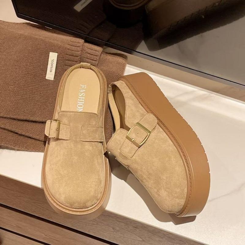 Baotou half slippers women's summer wear new autumn loafers one-pedal slippers thick sole
