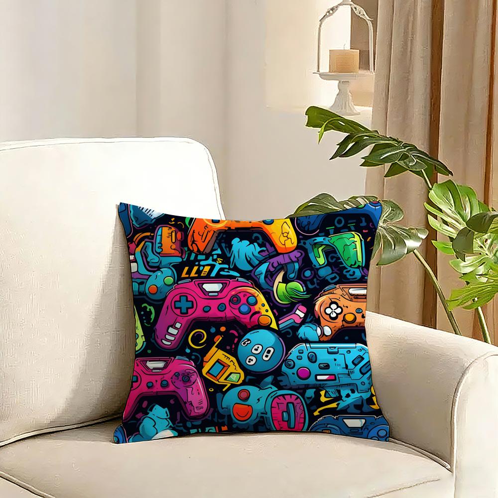 Game Handle Cushion Cover Reversible Plush Pillow Cover Soft Fluffy Home Decor for Sofa Bedroom