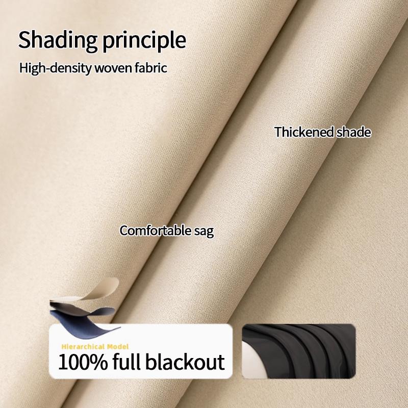Full Blackout Curtain Rent House Window Door Shade Cloth Sun Protection Fabric No-Punching Self-adhesive Tape Easy Installation