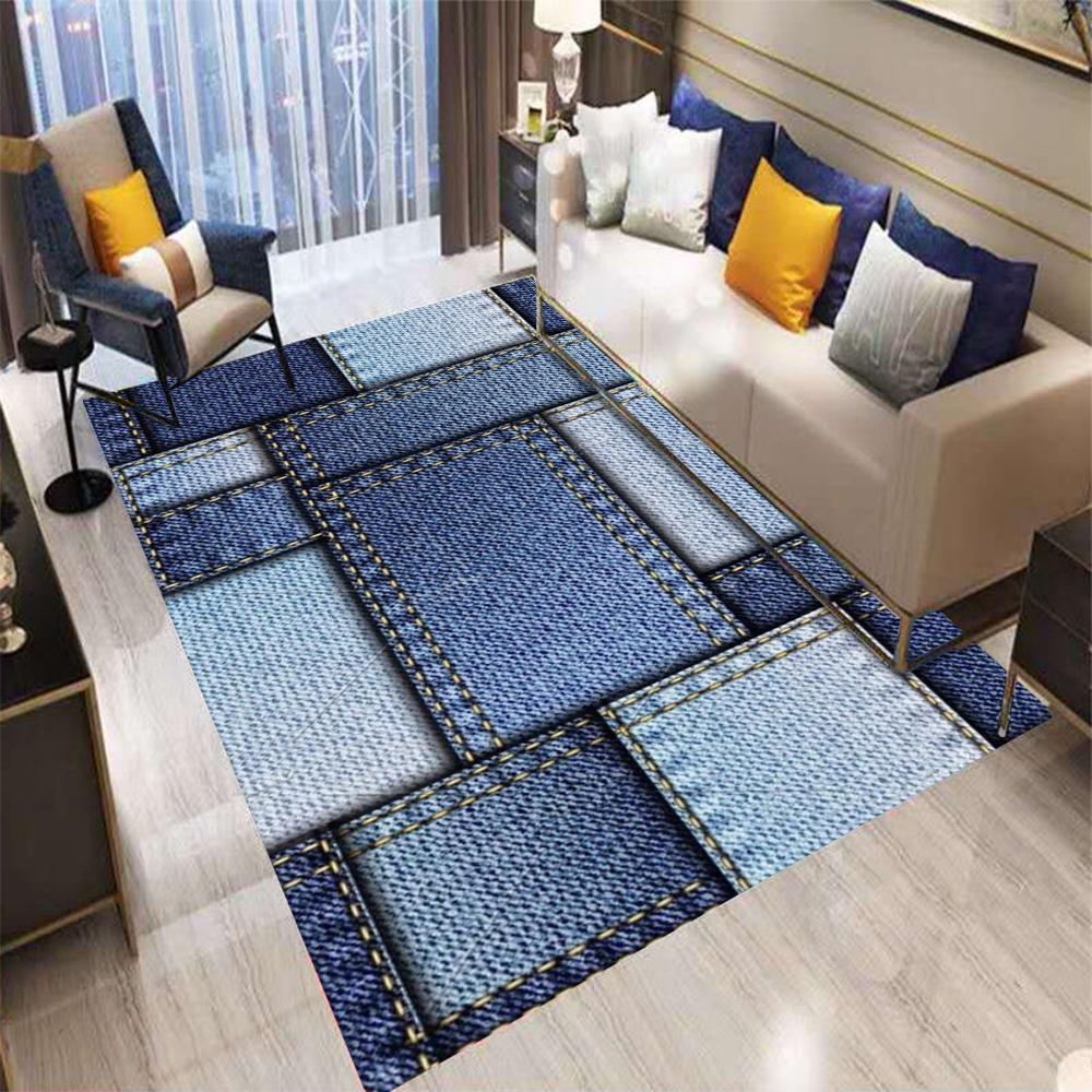 Retro Color Plaid Cowboy Carpet Living Room Bedroom Balcony Sofa Table Entrance Rug Non-slip Machine Washable Home Mat Decor