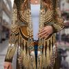 Boho Chic Printed Loose Long Sleeve Open Front Cardigan Women Comfortable Casual Outerwear