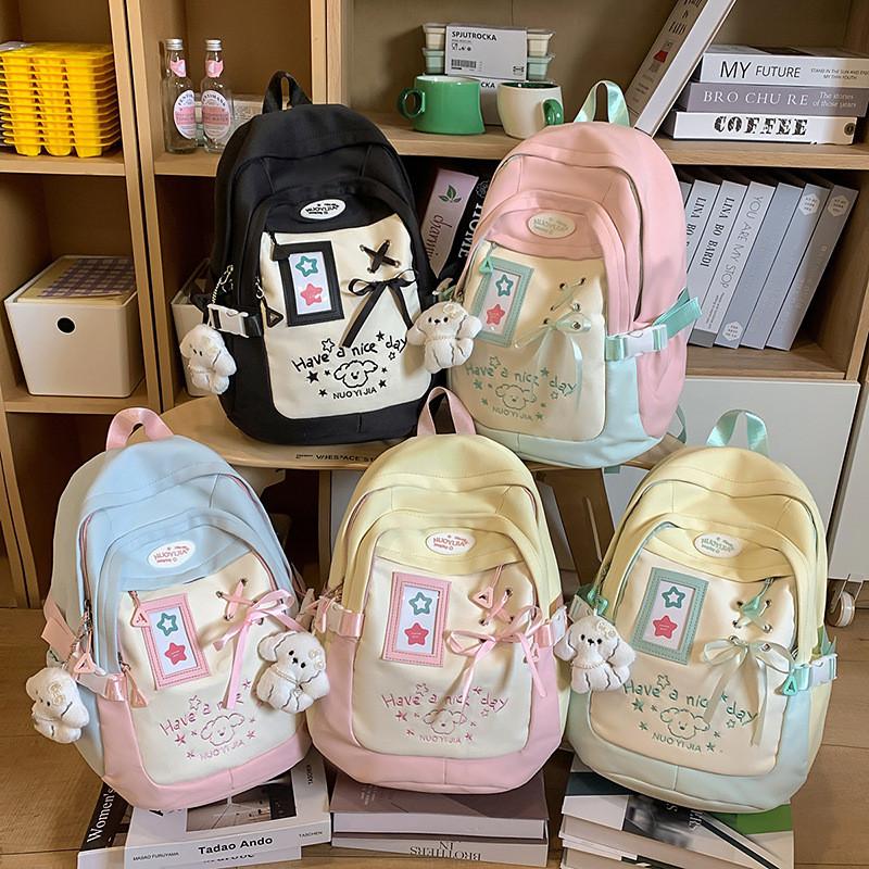 Nylon Girls School Backpack With Breathable Straps For Middle School Students