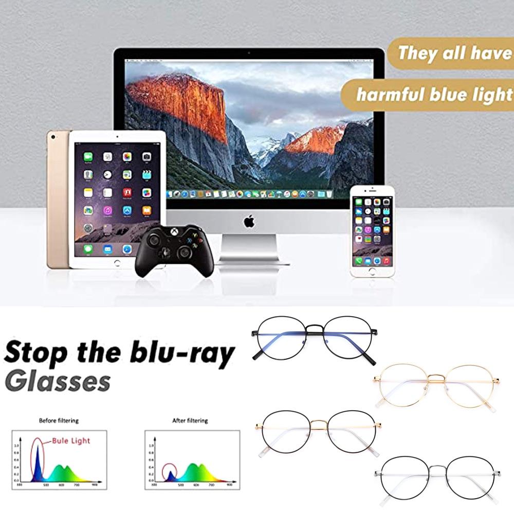 New Trendy Office Computer Glasses Fashion Anti Blue Light Glasses for Women Men Classic Metal Frame Blue Rays Blocking Eyewear