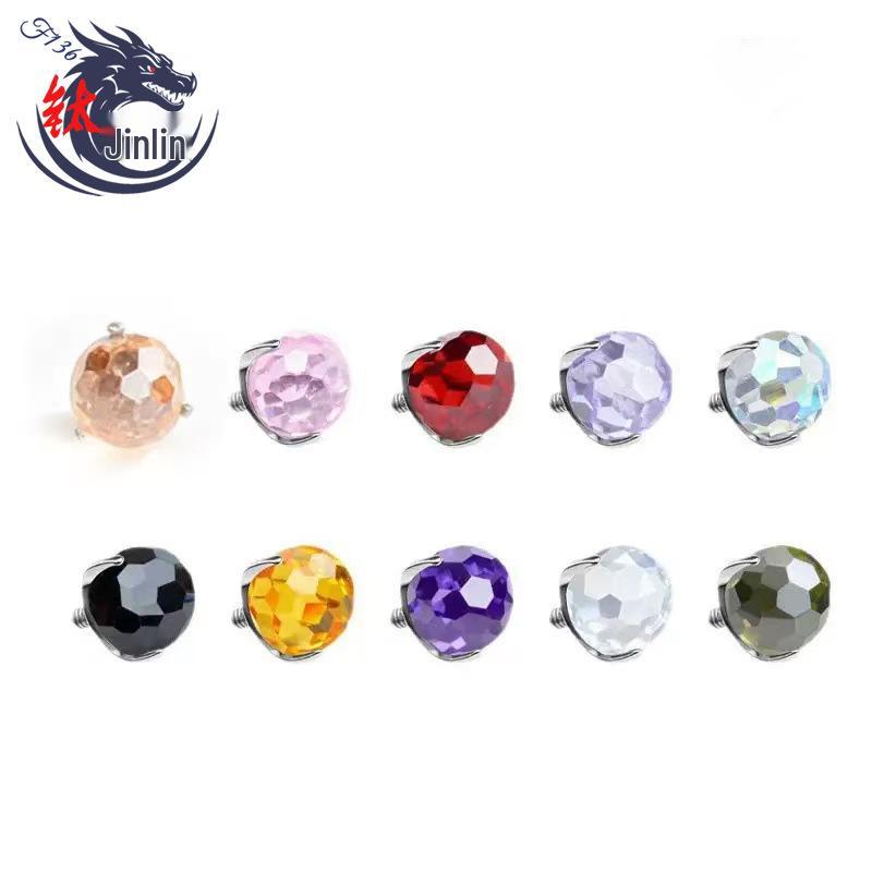 F136 Titanium Zirconia Stud Earrings: Multi-color Diamond Inlaid, Fashionable Piercing Accessories for Trendy Men & Women