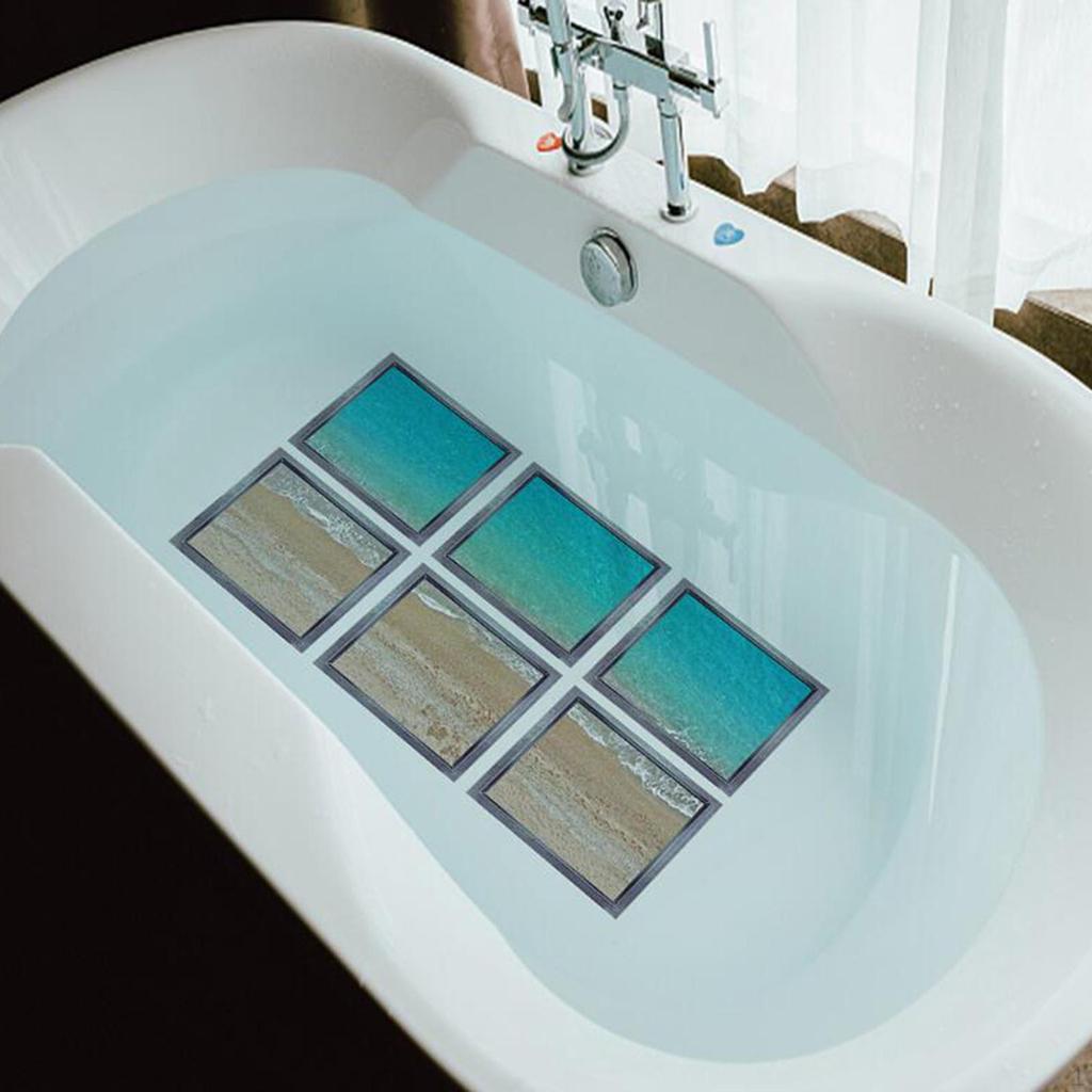 6 Pieces 3D Bathtub Appliques Decals Tub Treads Stickers for Bath Pools