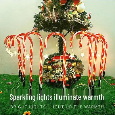 Ghirlandă luminoasă LED Solară Crăciun, Baston de Bomboane & Fulg de Zăpadă, pentru Gazon & Curte