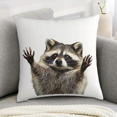 Cute Raccoon Animal Pillow Cover, Funny Wildlife Print Cushion Case For Living Room Sofa Car Home Decor Gift 40X40Cm
