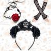 Day of The Dead Headpiece Halloween Costume Accessories Novelty Horror Gloves Set  for Women