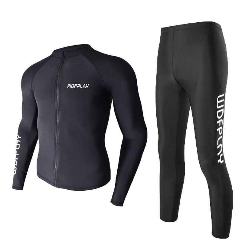 Mens Full Coverage UV Protection Rash Guard Set Long Sleeve Top With Pants Snorkeling Diving Surfing