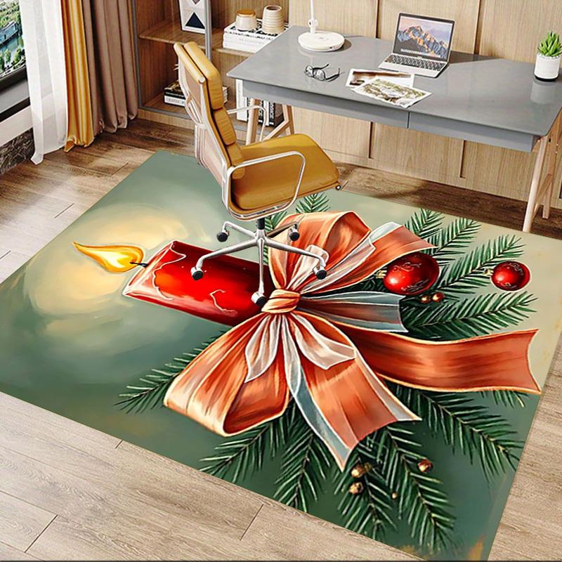 1PC Christmas, candle Extra Large Non Slip Floor carpet, Office, family, bedroom, Studio Large Area Rug Indoor Rugs, , Vibrant Colors