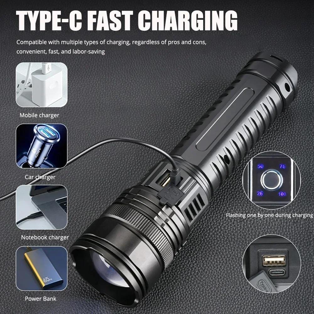10000LM Penetrating Sky Cannon Ultra Long Range Burst Bright Flashlight High-power 15000mah Built-in Battery Emergency Spotlight