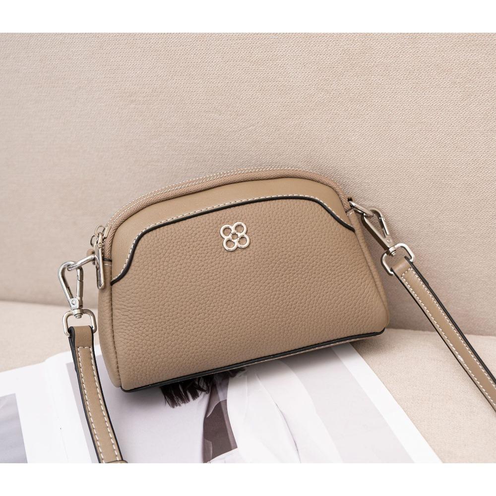 Cowhide Niche Versatile Women's Bag Shoulder Messenger Bag Simple and Fashionable Women's Bag Zipper Small Shell